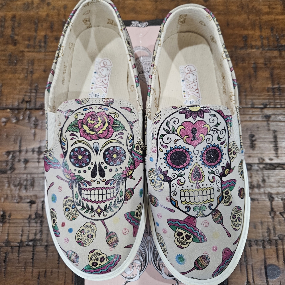 Skull Print Kids Slip-On Sneakers